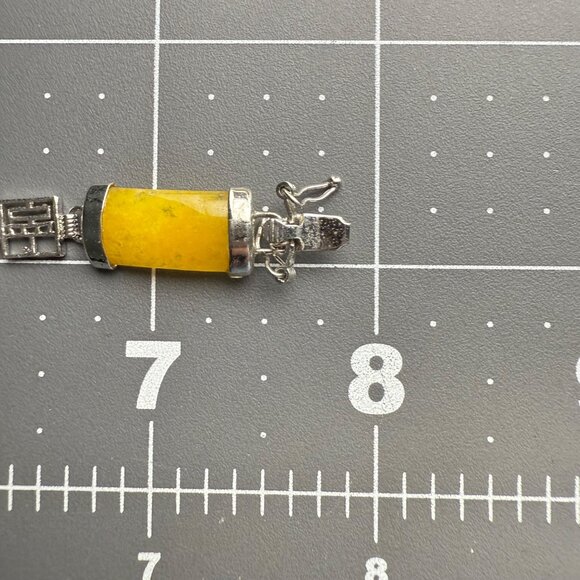 Multi-Stone 18K Gold Plated Bracelet With Chinese Symbols & Polished Natural Gem - Picture 12 of 12